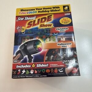 Star Shower Slide Show Christmas &‎ Halloween Light 6 Slides LED New 3832